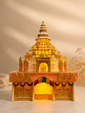 Limited Edition Dagdusheth Ji Inspired Ganpati Mandir with Warm LED lighting, premium decorative temple replica for home décor and Ganesh Chaturthi.