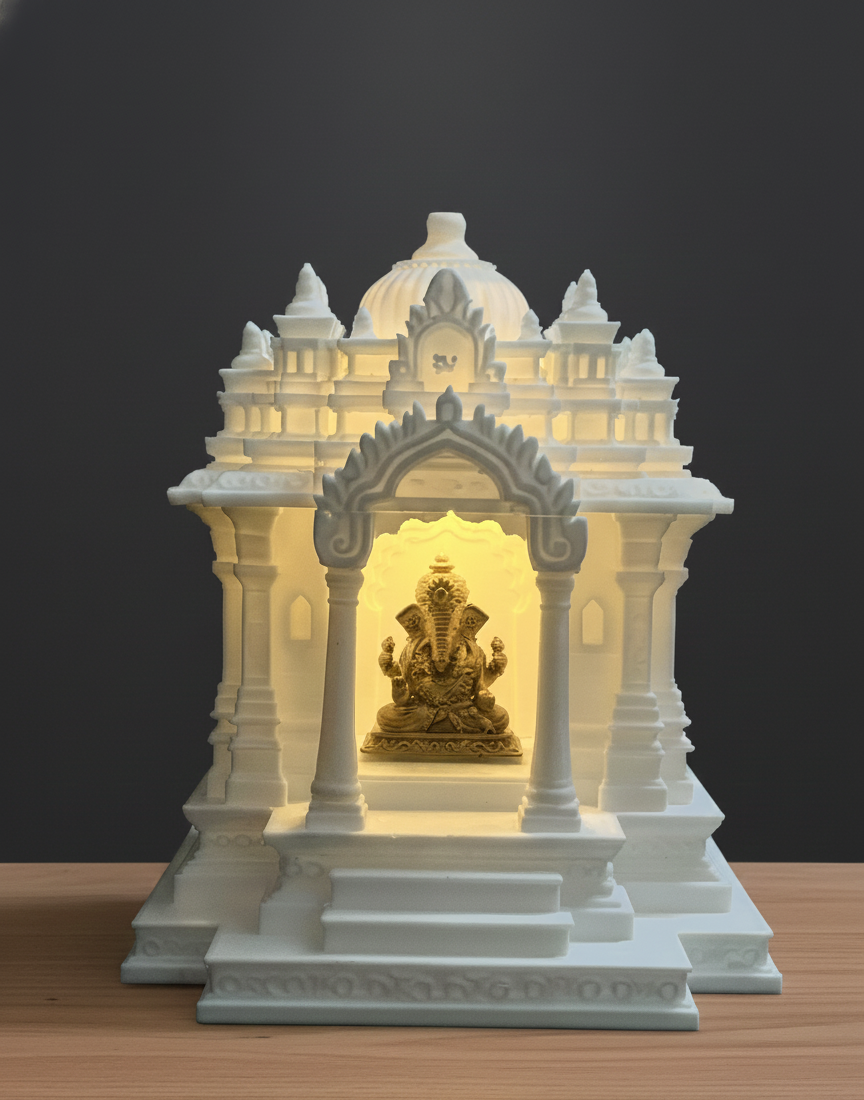 Premium Ganesha Table Top with LED Light | 3D Printed Temple Home Decor | Modern Spiritual Decor Piece