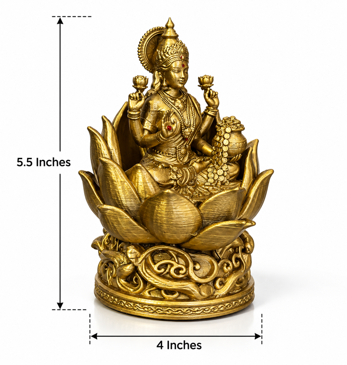 Antique Gold Lakshmi Ji Idol on Lotus | 3LAYERED